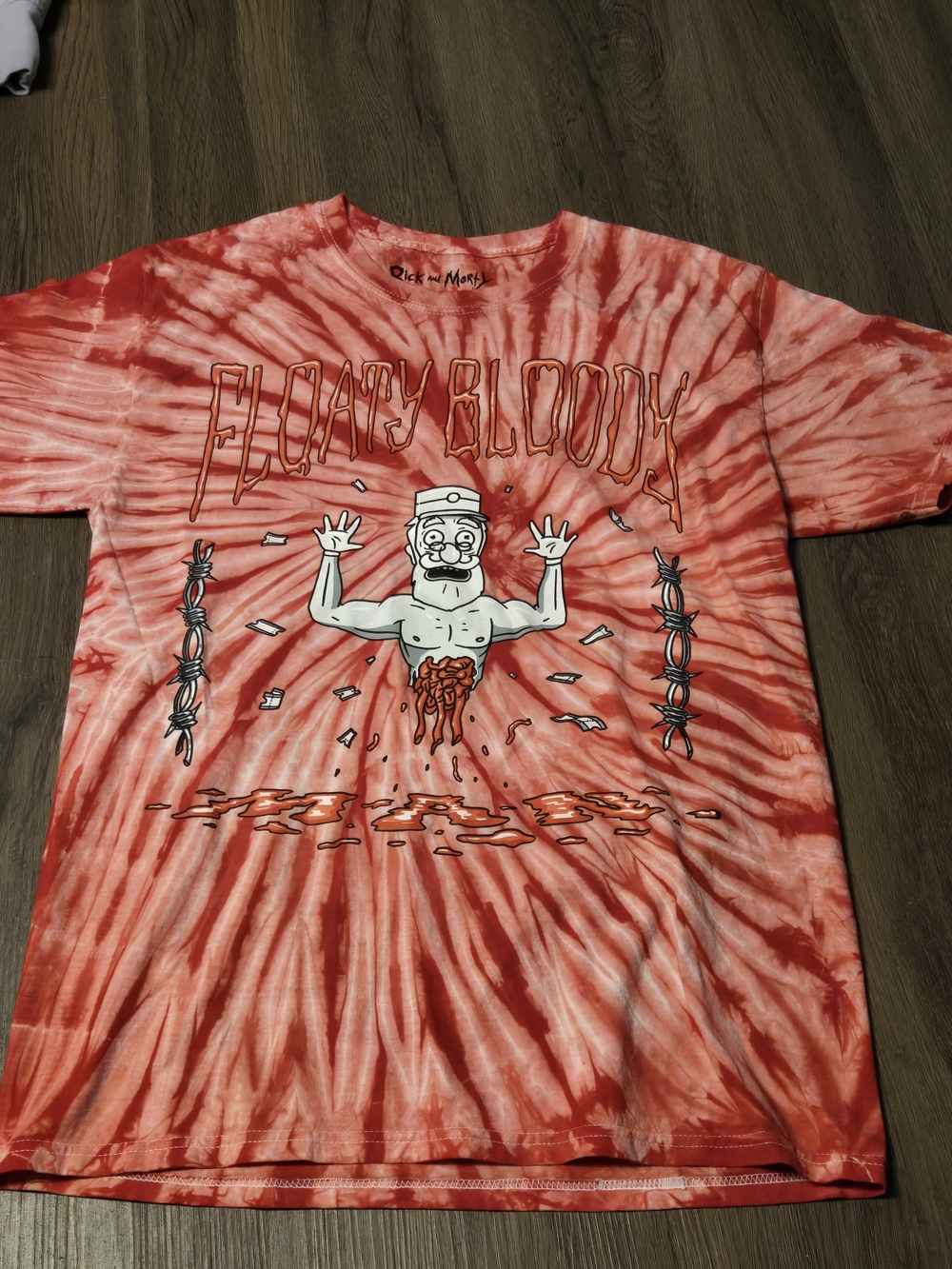 Rick and Morty Red Tie-Dye Graphic Tee - Floaty Bloody Design